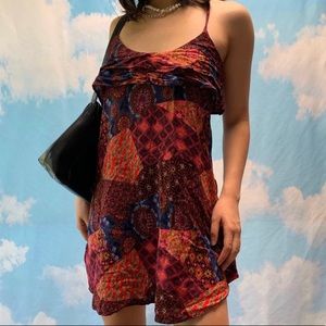 vintage boho multicolor mini dress